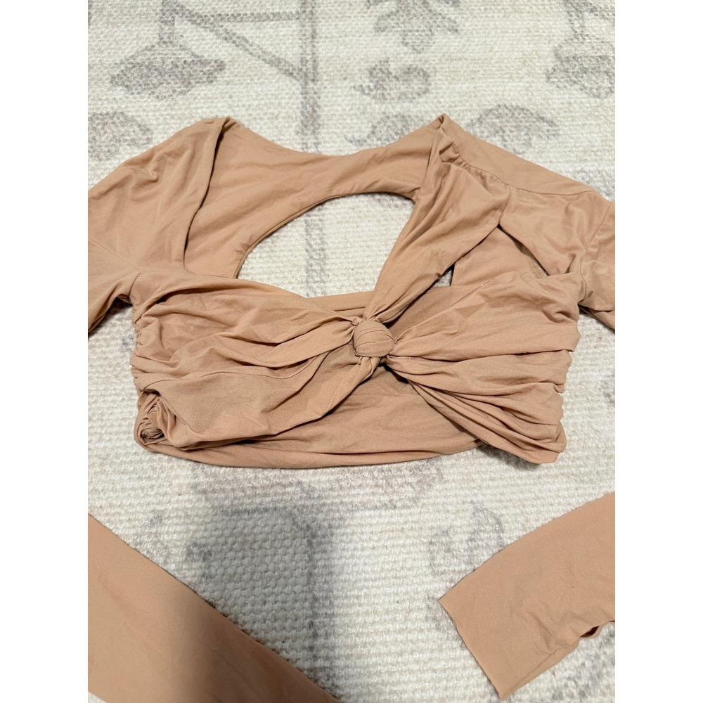 CULTNAKED Sheer Nude‎ Cut Out Long Sleeve Crop Top Size Medium